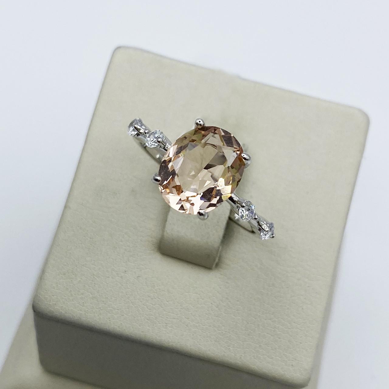 Кольцо серебряное с морганитом и кубическим цирконием р. 19,5 2,73 г (1947371401)