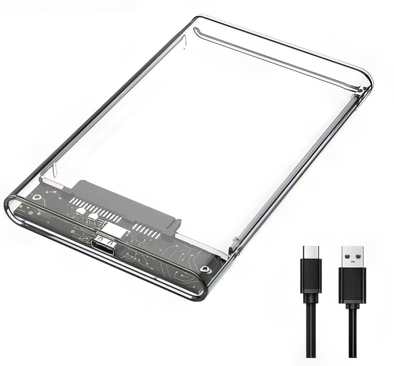 Кейс HDD/SSD 2,5" до 2TB USB 3.1 Type-C прозрачный корпус 5 Гбит/с быстрое подключение Plug&Play