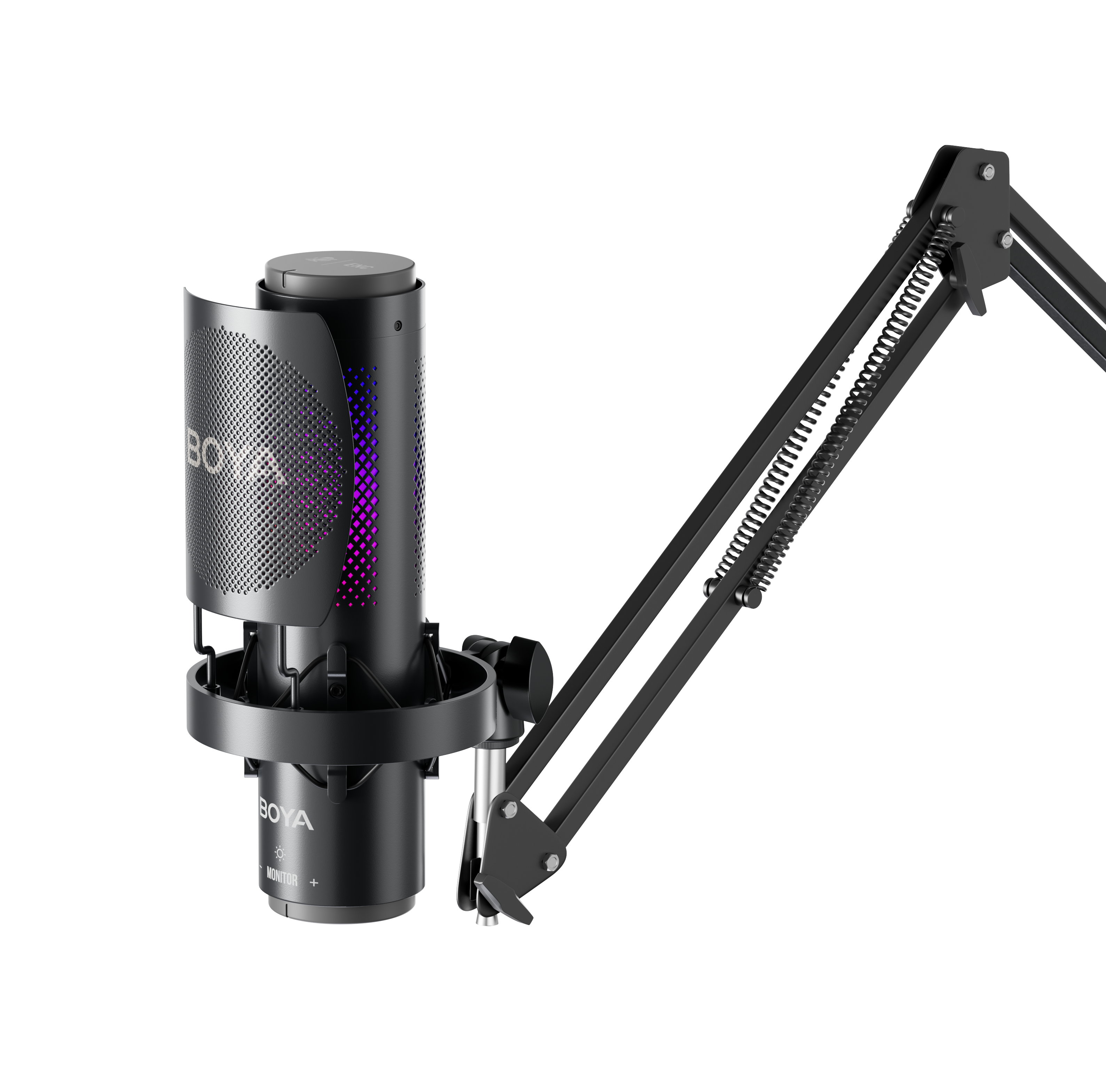 Микрофон BOYA K9 для блоггеров с RGB подсветкой и стойким пантографом (51004)