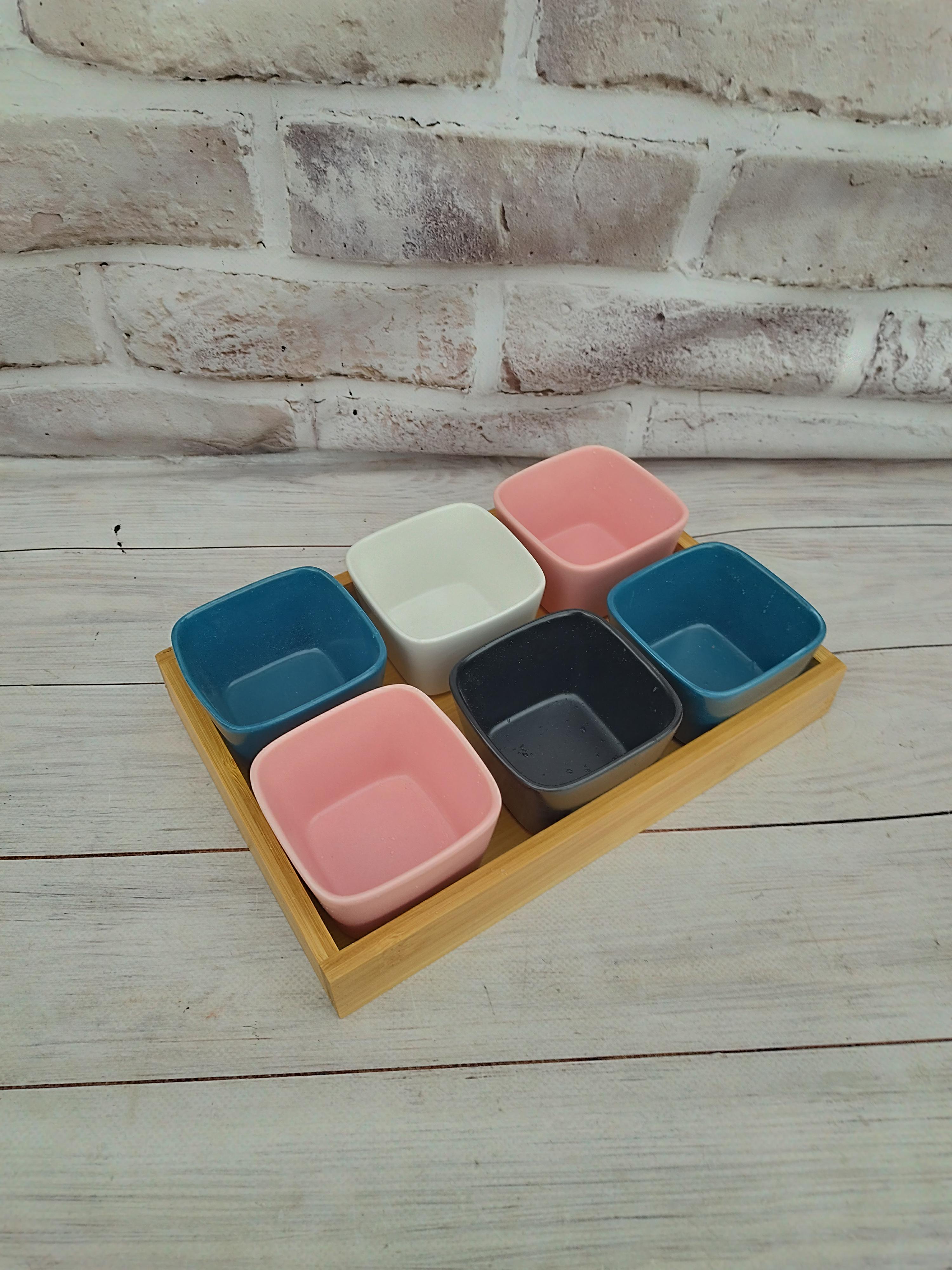 Менажница на деревянной подставке Stenson Colorito 7 шт. (17648259)