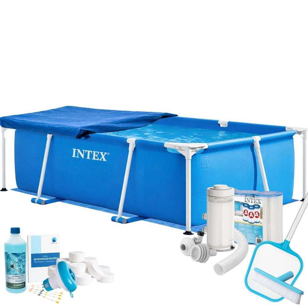 Бассейн каркасный Intex Metal Frame 28270-9 220х150х60 см прямоугольный с фильтром/аксессуарами Синий (147-9-28270-9 MaxPro)