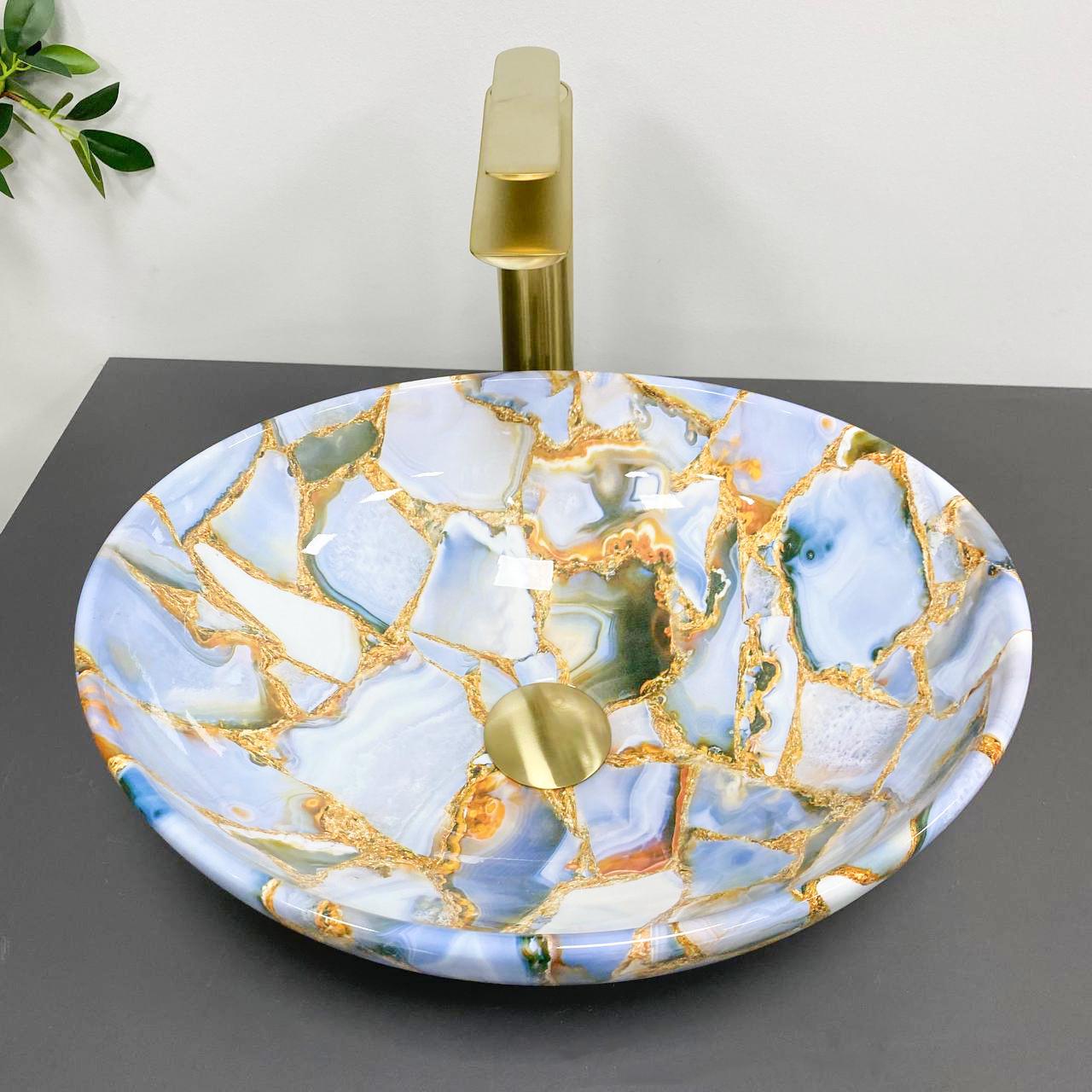 Умывальник VBI PARMA MARBLE BLUE GLOSSY накладной (2808389726)
