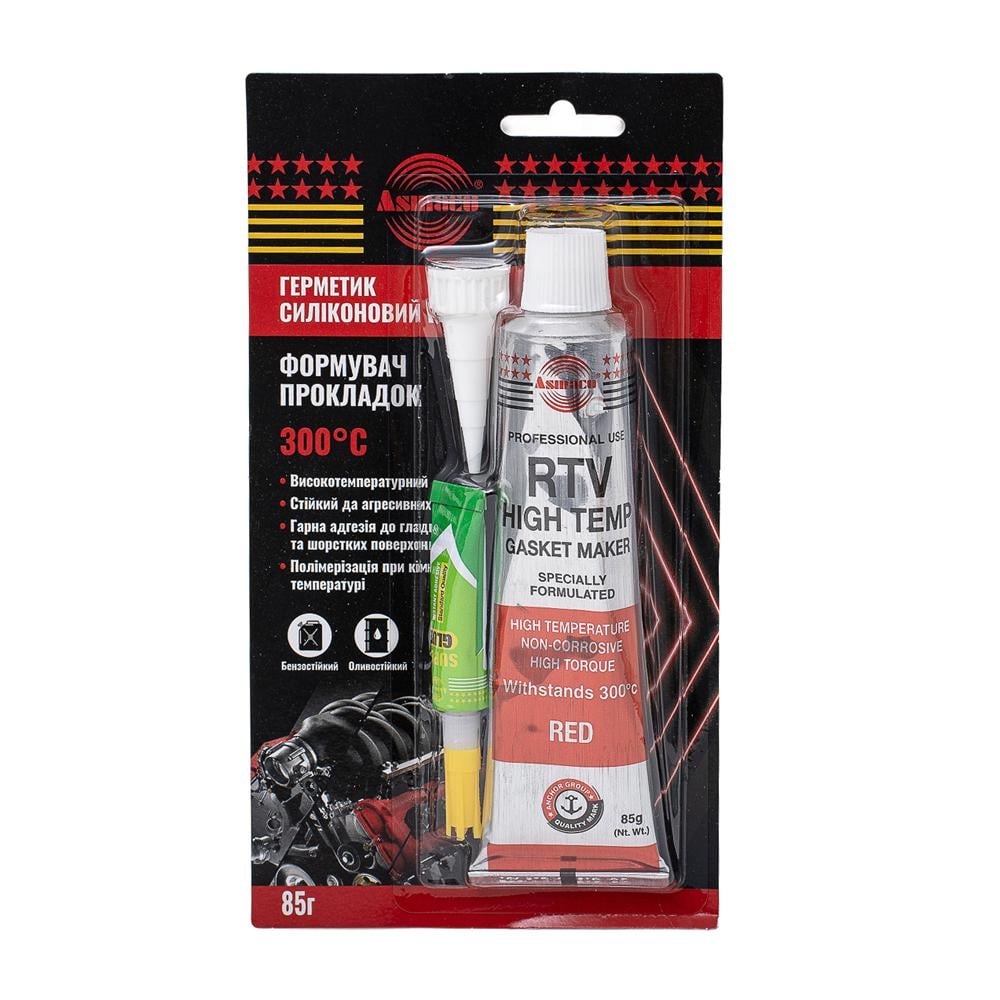 Автогерметик Asmaco RTV 300°С 85 г Красный (6371221)