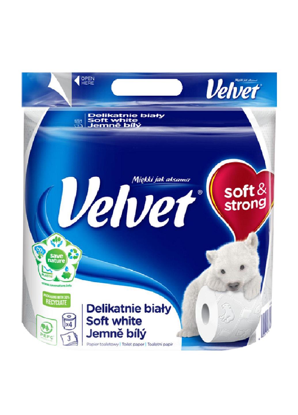 Туалетная бумага Velvet Soft White трехслойная 150 отрывов 4 рулона (НФ-00003994)