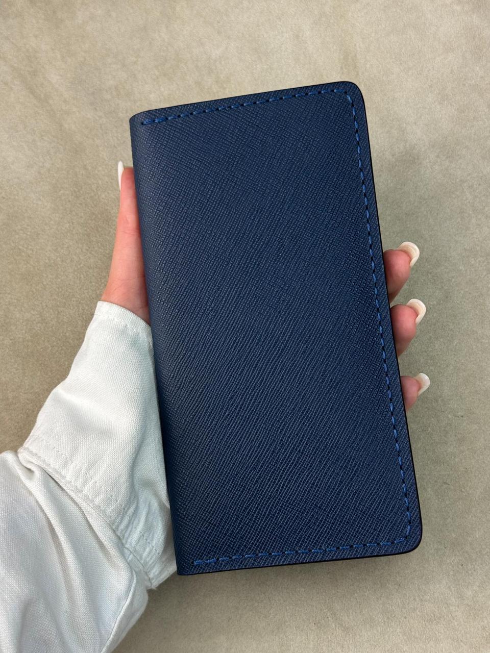 Портмоне чоловіче ручна робота з натуральної шкіри Saffiano Синій (2664154041)