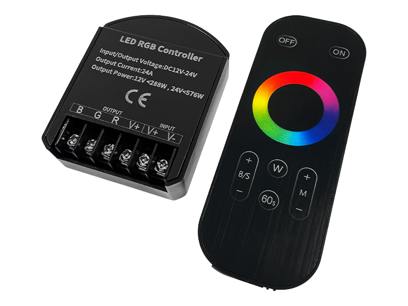 Контроллер RGB OEM C-24-RF8-T-B радио сенсорный 8A/CH 12-24V Черный (9789)