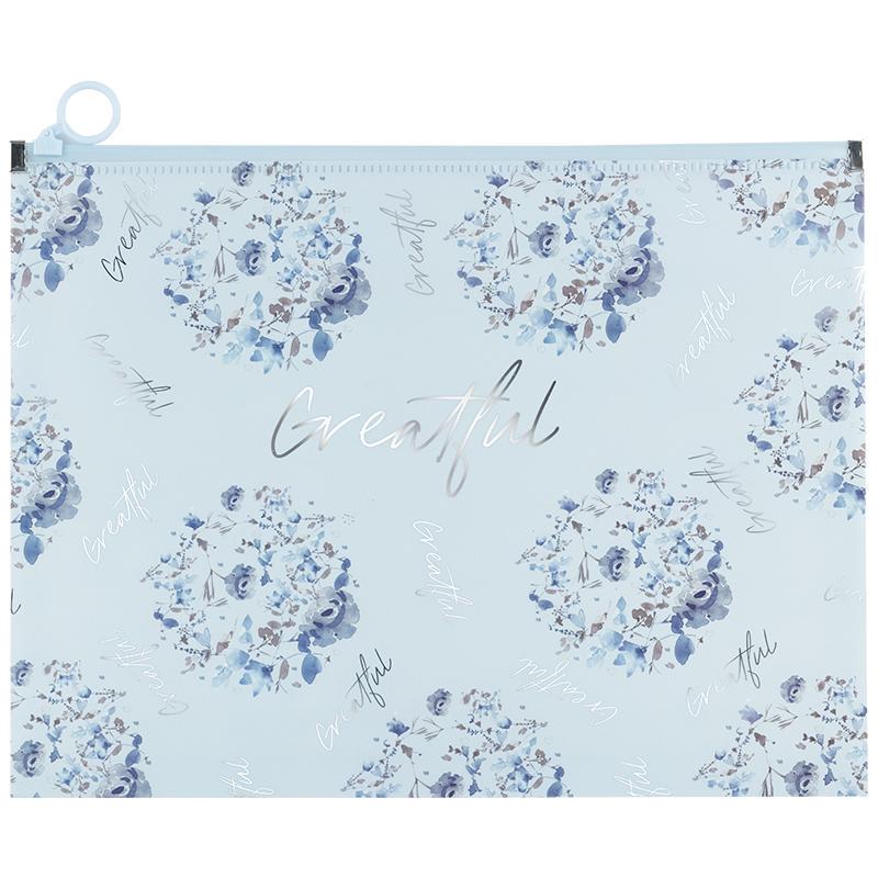 Папка на молнии zip-lock Axent Flower Symphony-2 A4+ Голубой (1497-45-A)