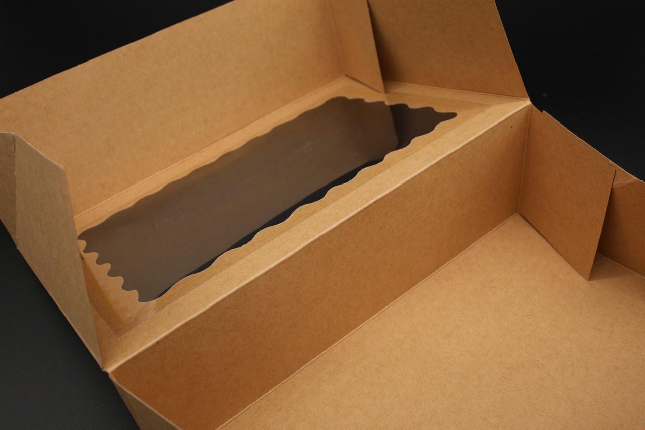 Коробка подарочная с откидной крышкой сборная с фигурным окошком 22,5х14,5х7 см Крафт (OA-45) - фото 3 Коробка подарочная с откидной крышкой сборная с фигурным окошком 22,5х14,5х7 см Крафт (OA-45) - фото 3