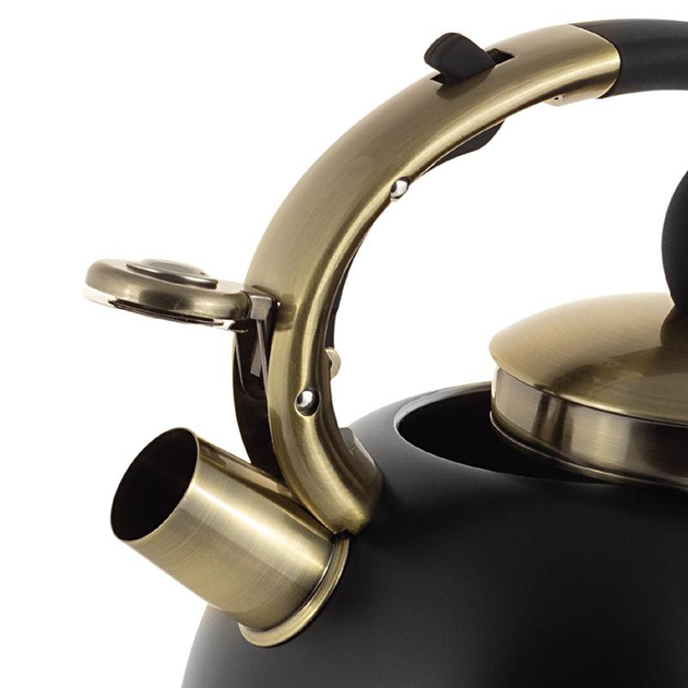 Чайник со свистком и ручкой с покрытием soft touch Kamille KM-0852 из нержавеющей стали 2,7л Черный (150-84-0852) - фото 2 Чайник со свистком и ручкой с покрытием soft touch Kamille KM-0852 из нержавеющей стали 2,7л Черный (150-84-0852) - фото 2