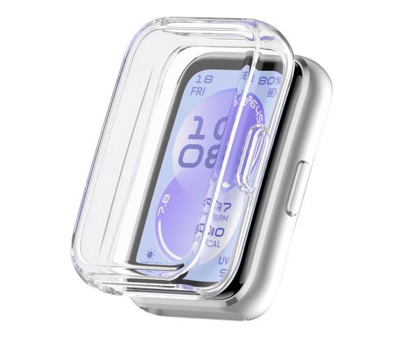 Чехол силиконовый Huawei Band 11 с защитой на экран Прозрачный
