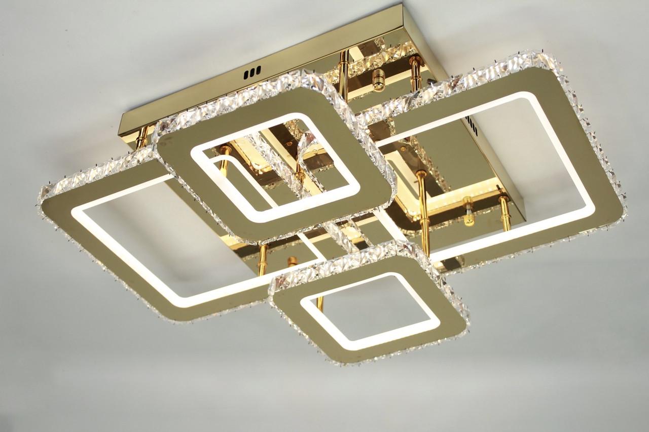 Люстра SVLIGHT LED 2883/2 2 170W 2.4G 3000-6000K светодиодная хрустальная с пультом Золотой