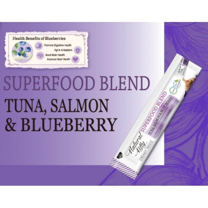Ласощі для кішок Natural Kitty Creamy Treats Superfood Blend лосось тунець та чорниця в желе 24 стіки по 12 г - фото 3