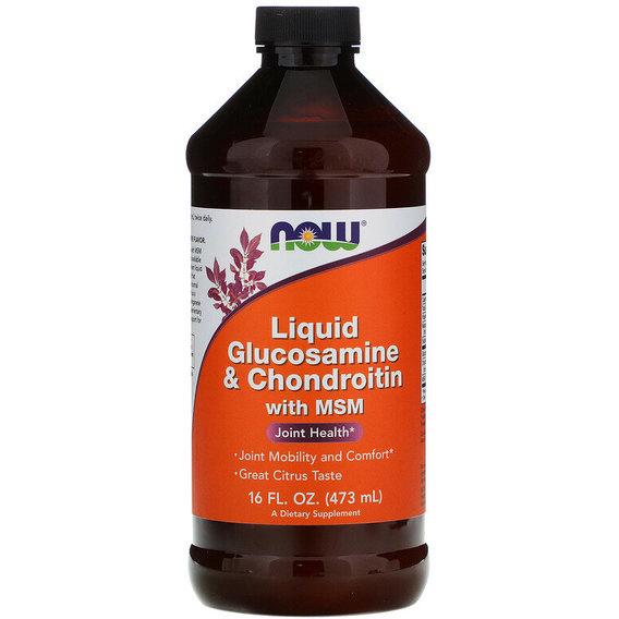 Препарат для суглобів та зв'язок NOW Foods Liquid Glucosamine & Chondroitin with MSM 16 ун. 473 мл (NOW-03175)