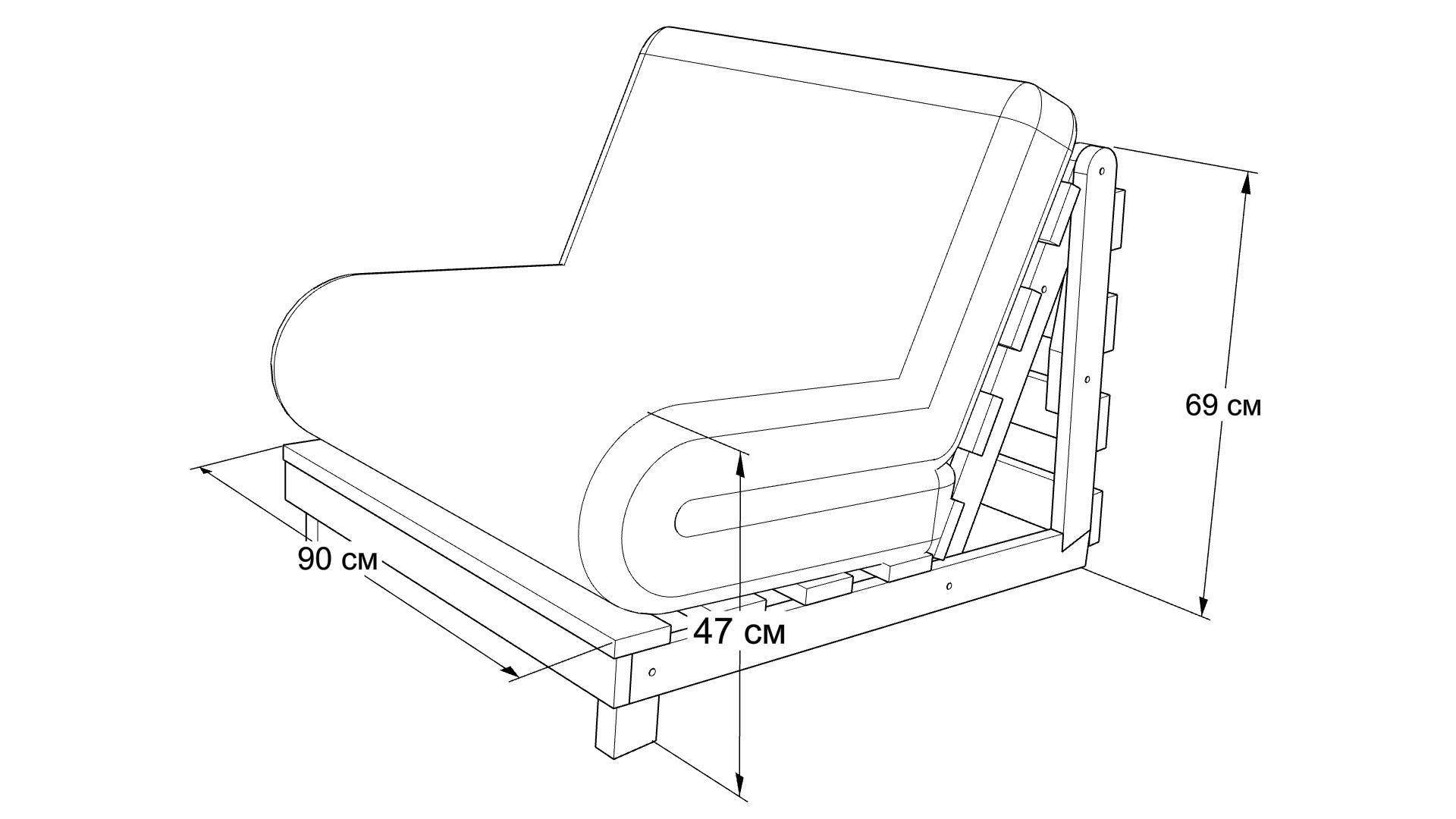 Кресло-футон Futon Chair раскладное 90х200 Горчичный - фото 2