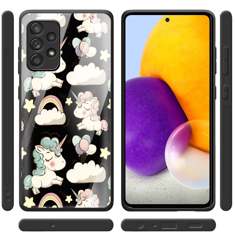 Чохол BoxFace Samsung A725 Galaxy A72 Unicorns Чорний силікон з склом (42070-cc2-42233) - фото 2