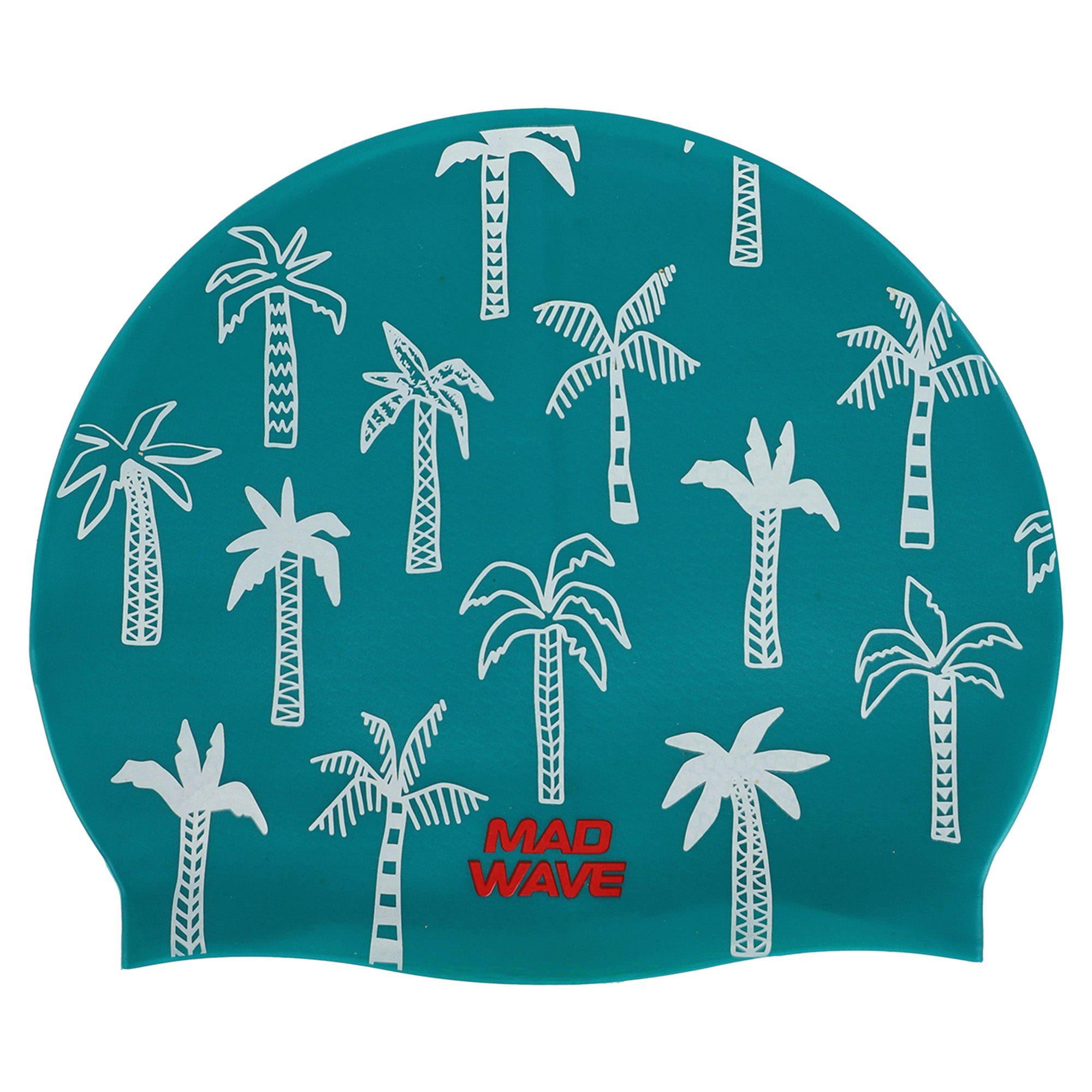 Шапочка для плавания Mad Wave PALM TREE M055330 силиконовая Зеленый (AM0009439)
