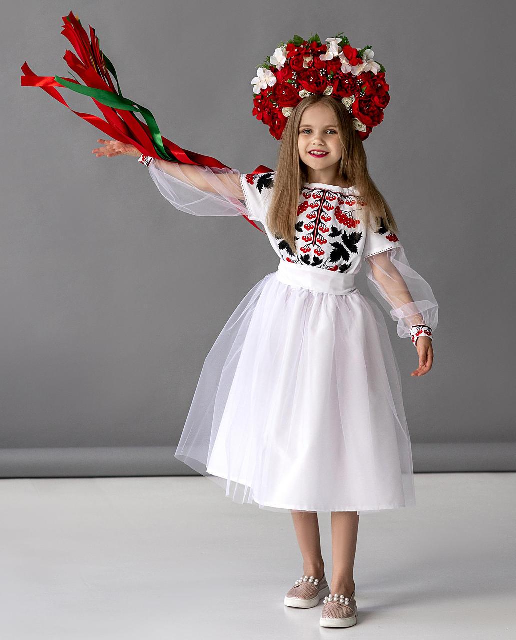 Платье вышиванка для девочек Калина 134 см Белый - фото 4 Платье вышиванка для девочек Калина 134 см Белый - фото 4