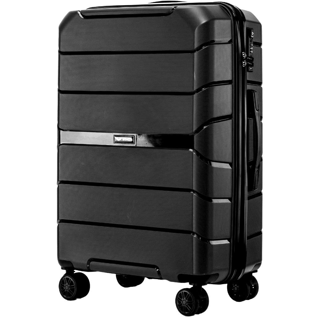 Чемодан полипропиленовый Wings PP06 средний Черный (Wp00553) - фото 1 Чемодан полипропиленовый Wings PP06 средний Черный (Wp00553) - фото 1