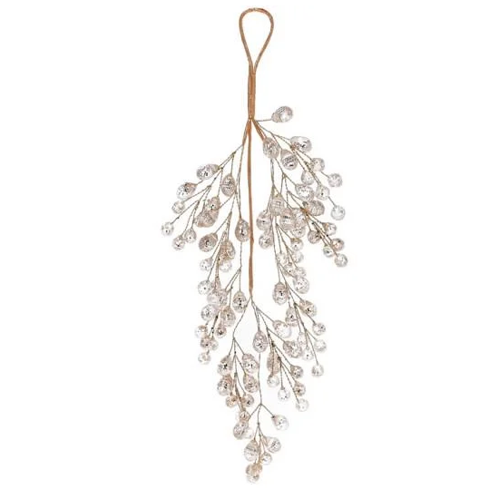 Веточка новогодняя подвесная 703151 из акриловых капель 32 см