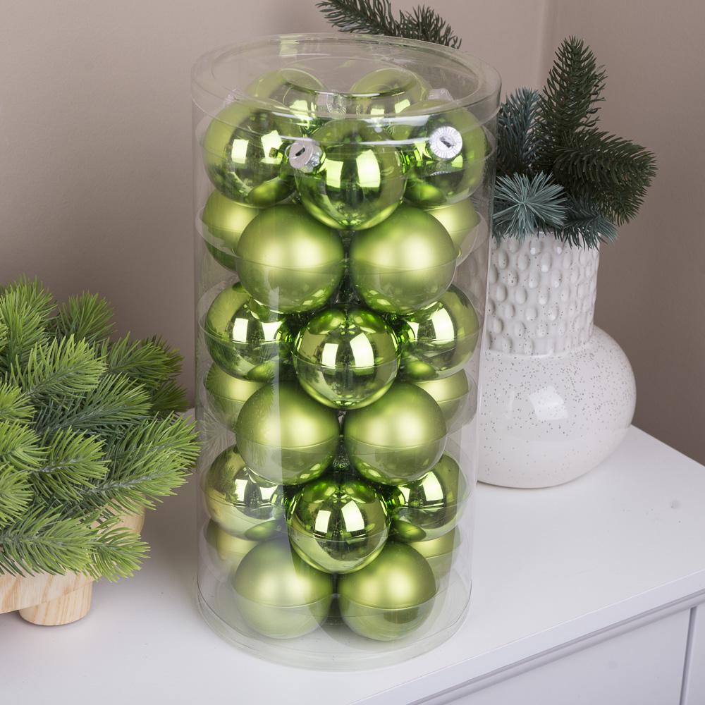 Шары новогодние из стекла 5,7 см 30 шт. Зеленый (3398-18)
