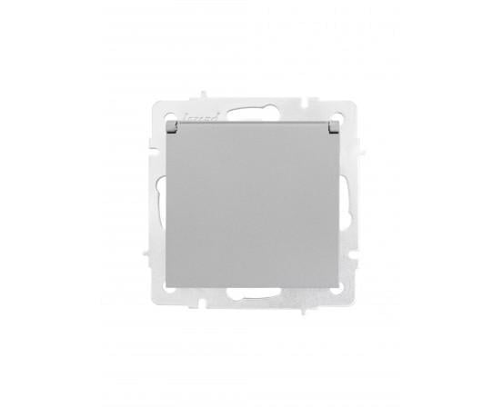 Розетка одинарная Lezard Vesna с/с и крышкой ПБТ Серый (742-3588-123B)