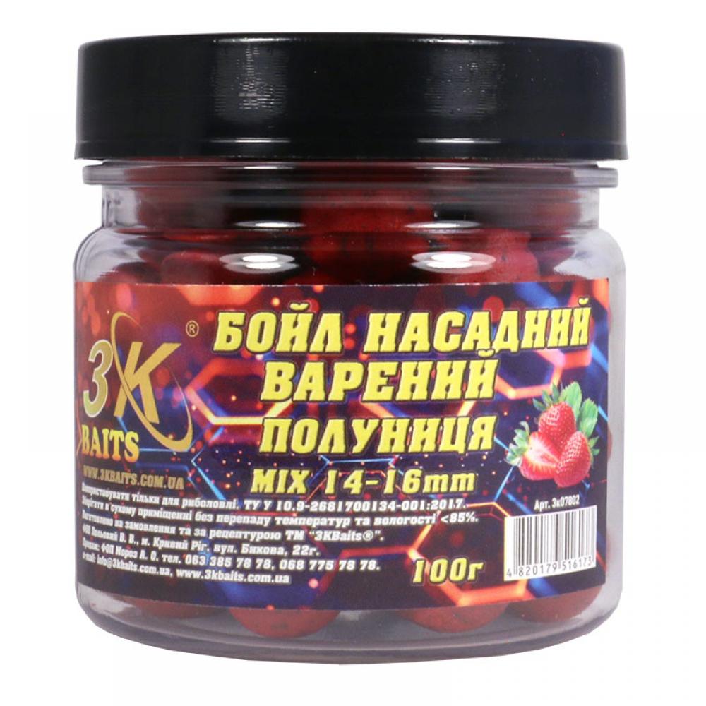 Бойл насадочный вареный 3KBaits Mix Клубника 14-16 мм 100 г (3KB1868) - фото 1 Бойл насадочный вареный 3KBaits Mix Клубника 14-16 мм 100 г (3KB1868) - фото 1