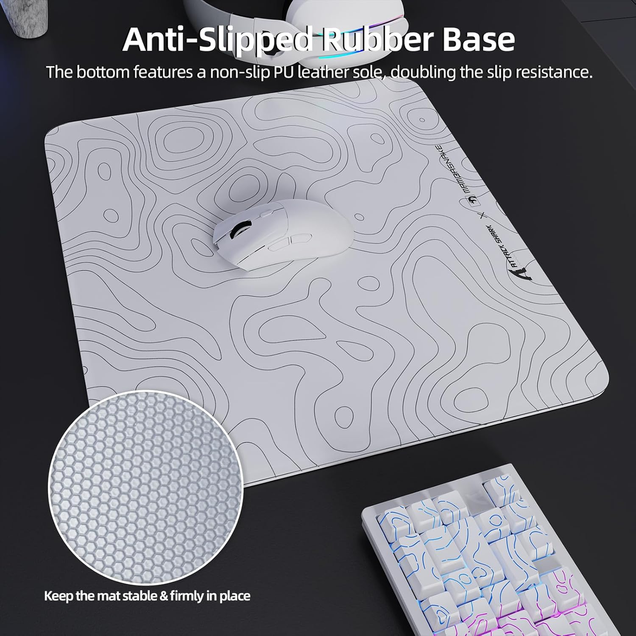 Килимок для миші скляний Attack Shark Cm05 450х400х5 мм White - фото 5 Килимок для миші скляний Attack Shark Cm05 450х400х5 мм White - фото 5