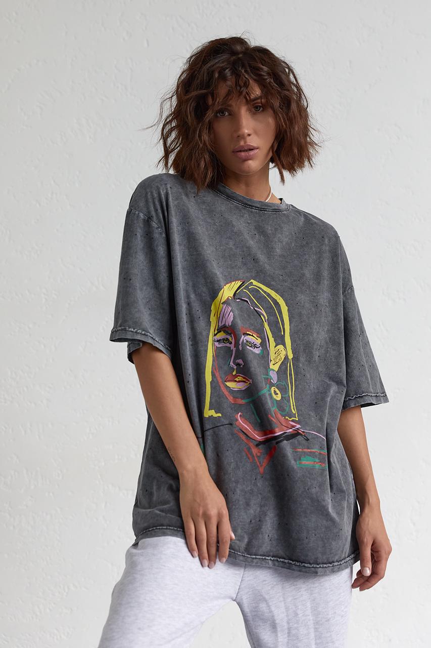 Футболка oversize S Темно-серый (11290417)