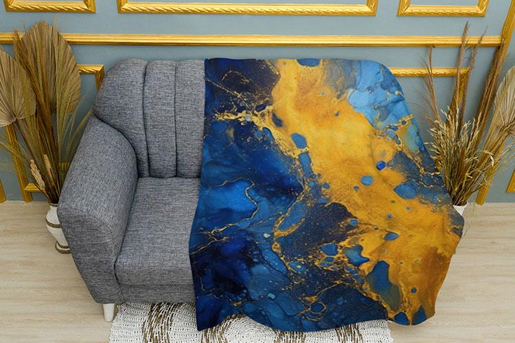 Плед PromoZP Паттерн Украинский Мрамор плюш двухслойный 135х150 см (102437-2)