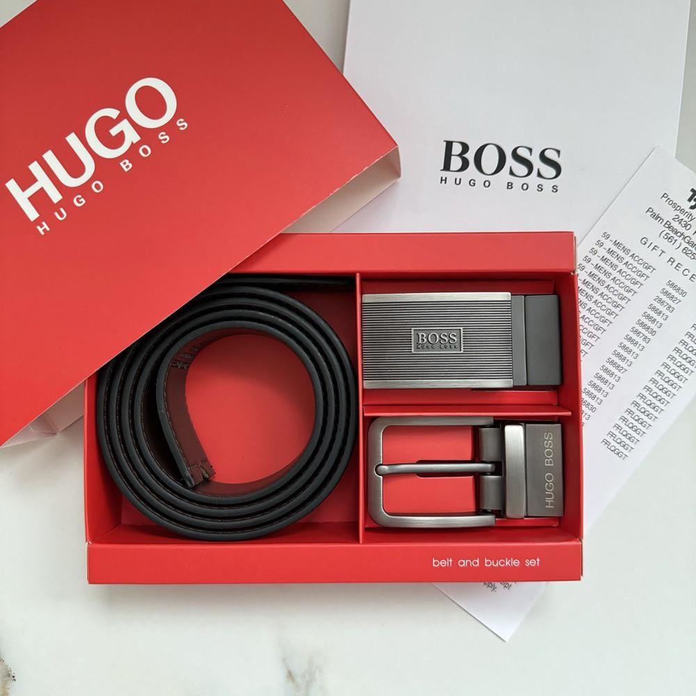 Подарочный набор Hugo Boss мужской ремень с двумя пряжками (218 PTR)
