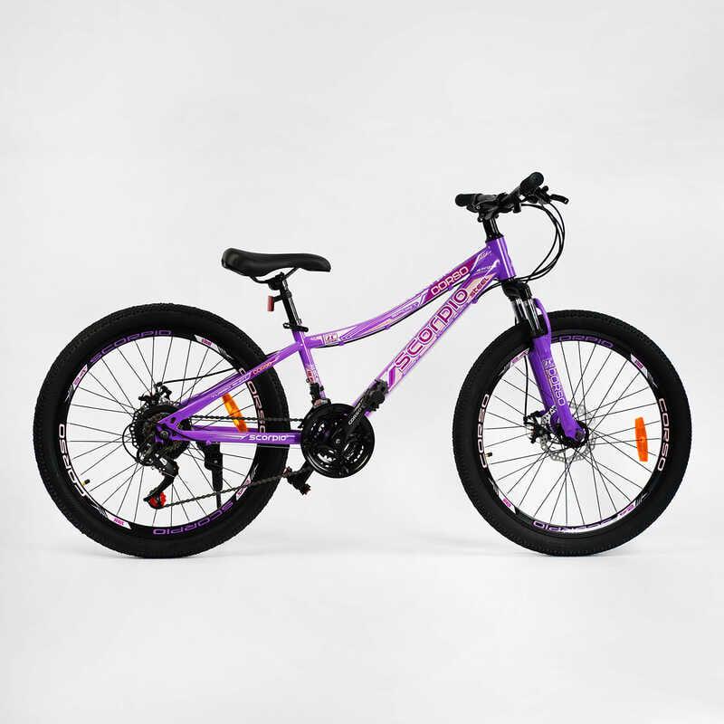 Дитячий велосипед двоколісний Corso 24''" ручне гальмо Фіолетовий (127193)