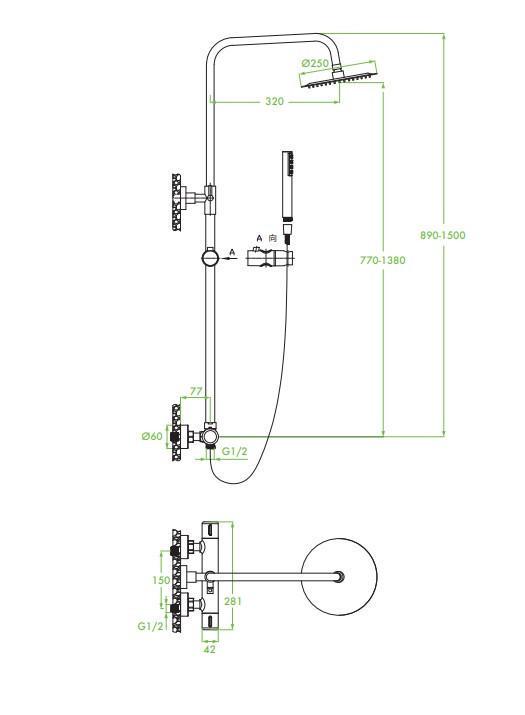 Душевая система Laveo PRETTO с термостатическим смесителем Черный (PLP_70TD) - фото 3 Душевая система Laveo PRETTO с термостатическим смесителем Черный (PLP_70TD) - фото 3