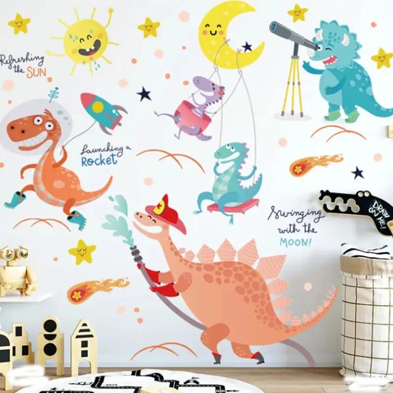 Набір вінілових наліпок Веселі динозаври в дитячу кімнату на стіну для хлопчиків і дівчаток 30х90 см - фото 5 Набір вінілових наліпок Веселі динозаври в дитячу кімнату на стіну для хлопчиків і дівчаток 30х90 см - фото 5