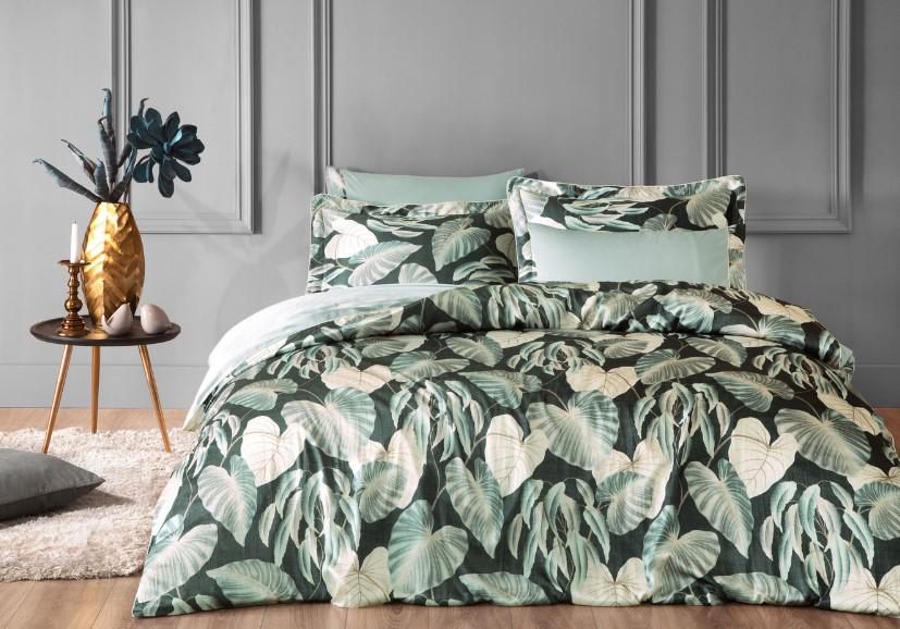 Постельное белье Tivolyo Home Botanic делюкс сатин жатый шелк евро