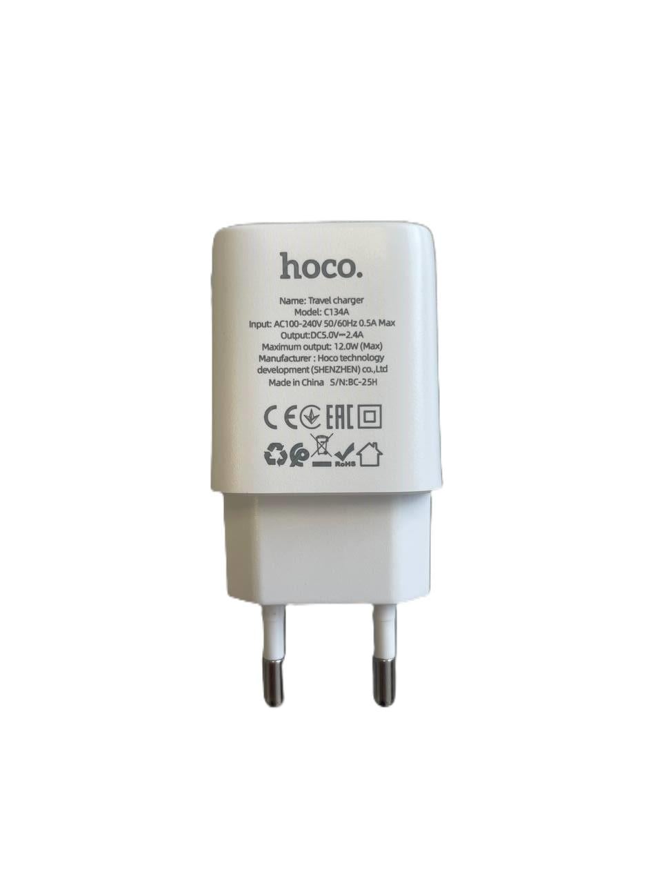 Зарядное устройство Hoco C134A 1USB 2.4 White (000583328)