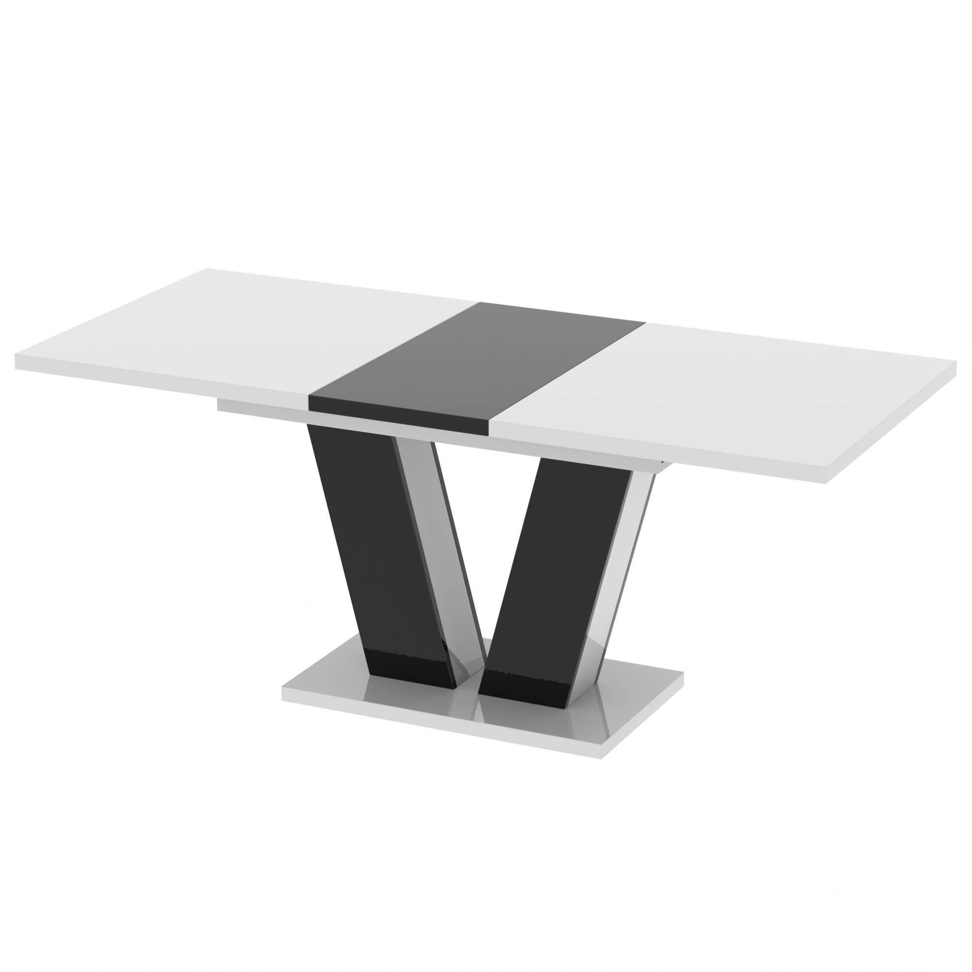 Обеденный стол Неман РОЙ раздвижной МДФ Белый/Черный глянец (616453)