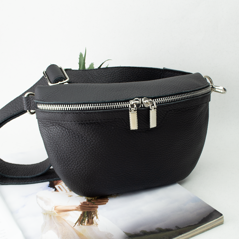 Бананка кожаная унисекс Handycover S355 через плечо Черный (1834317944)