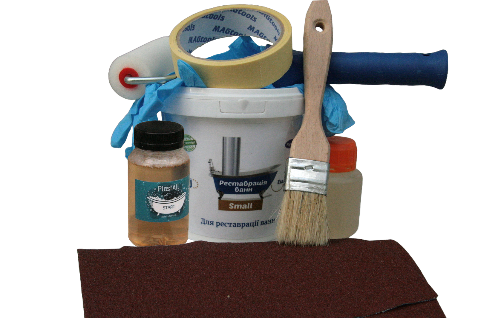 Эмаль акриловая Plastall Small с набором для реставрации ванн 900 г Белый (23915891)
