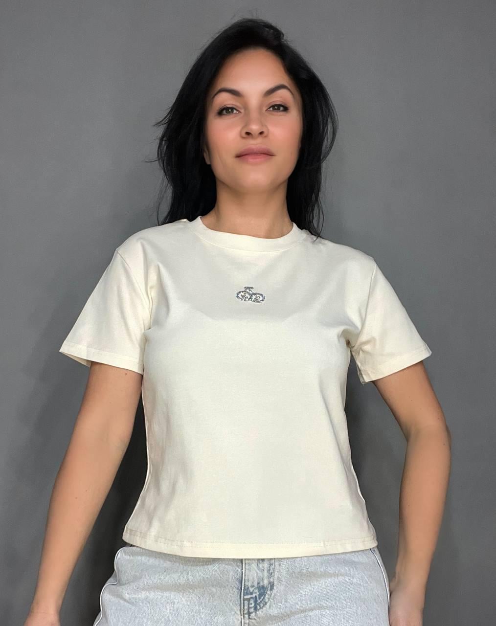 Футболка женская A-N 911-20 средняя длина вишня камешки OS Светло-бежевый (3554)