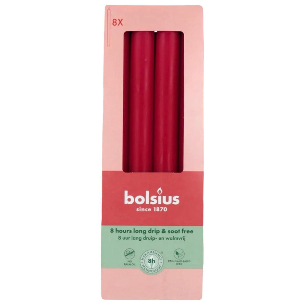 Свеча столовая Bolsius 230/20мм 8 шт. Red (2979541817)