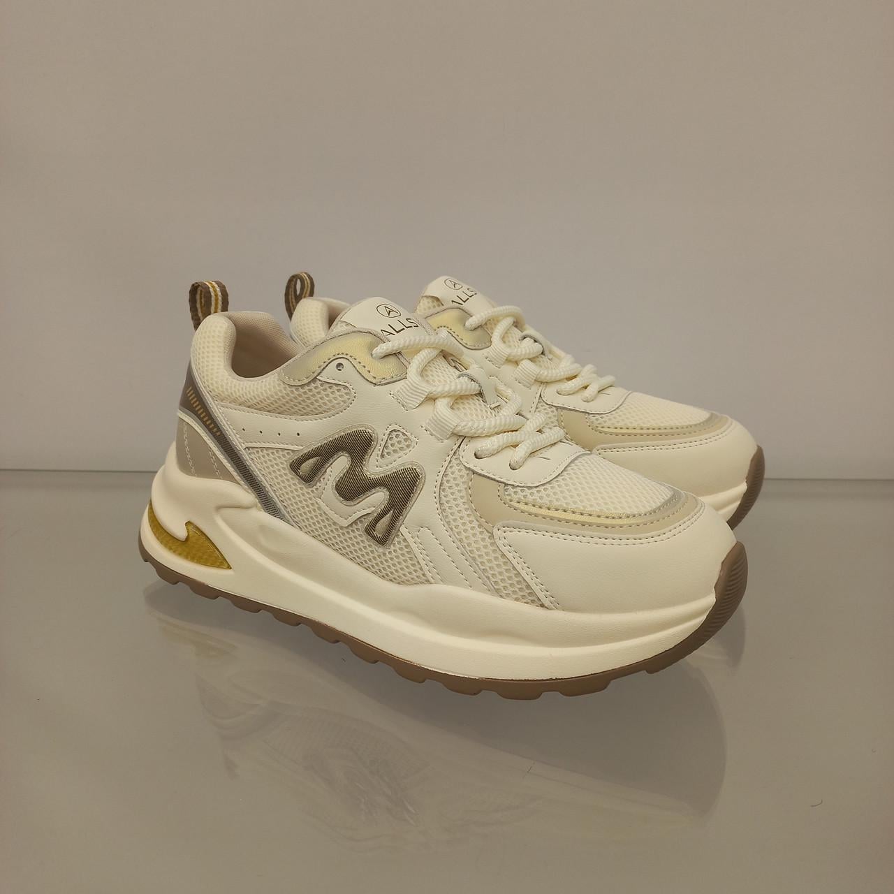 Кроссовки женские с сеткой на платформе р. 39 Молочный (33384679)