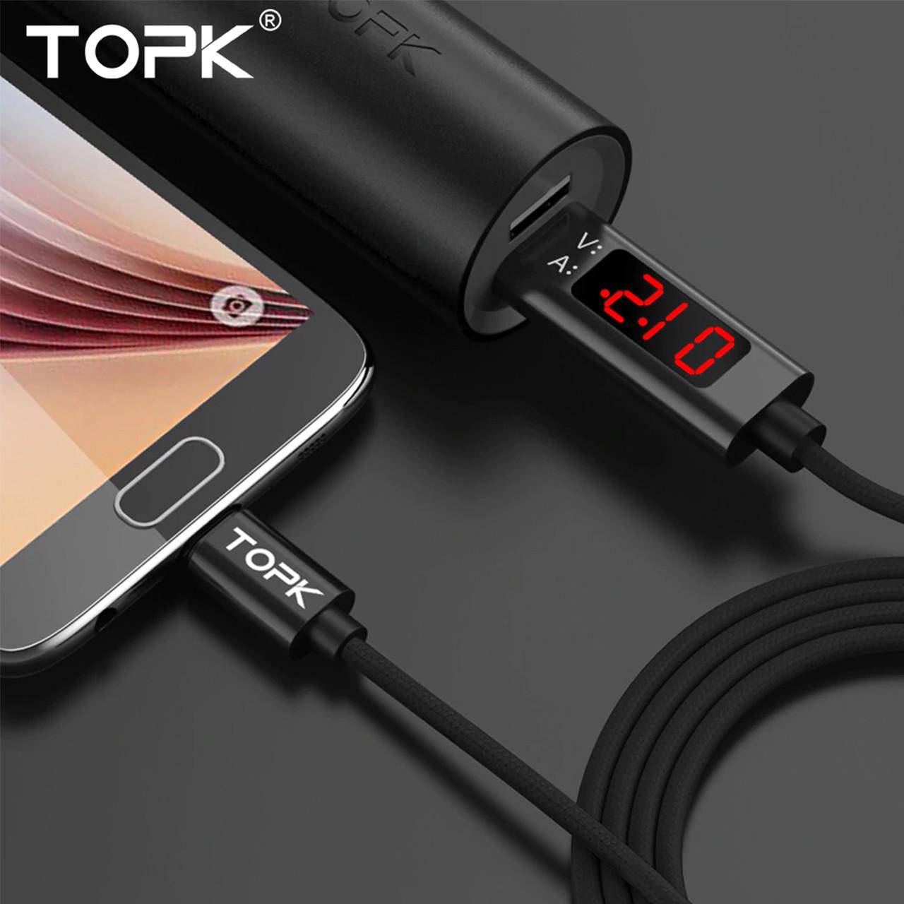 Кабель синхронизации Topk Display USB 1m 2.4A (TK27U-VER2) MicroUSB Black - фото 3