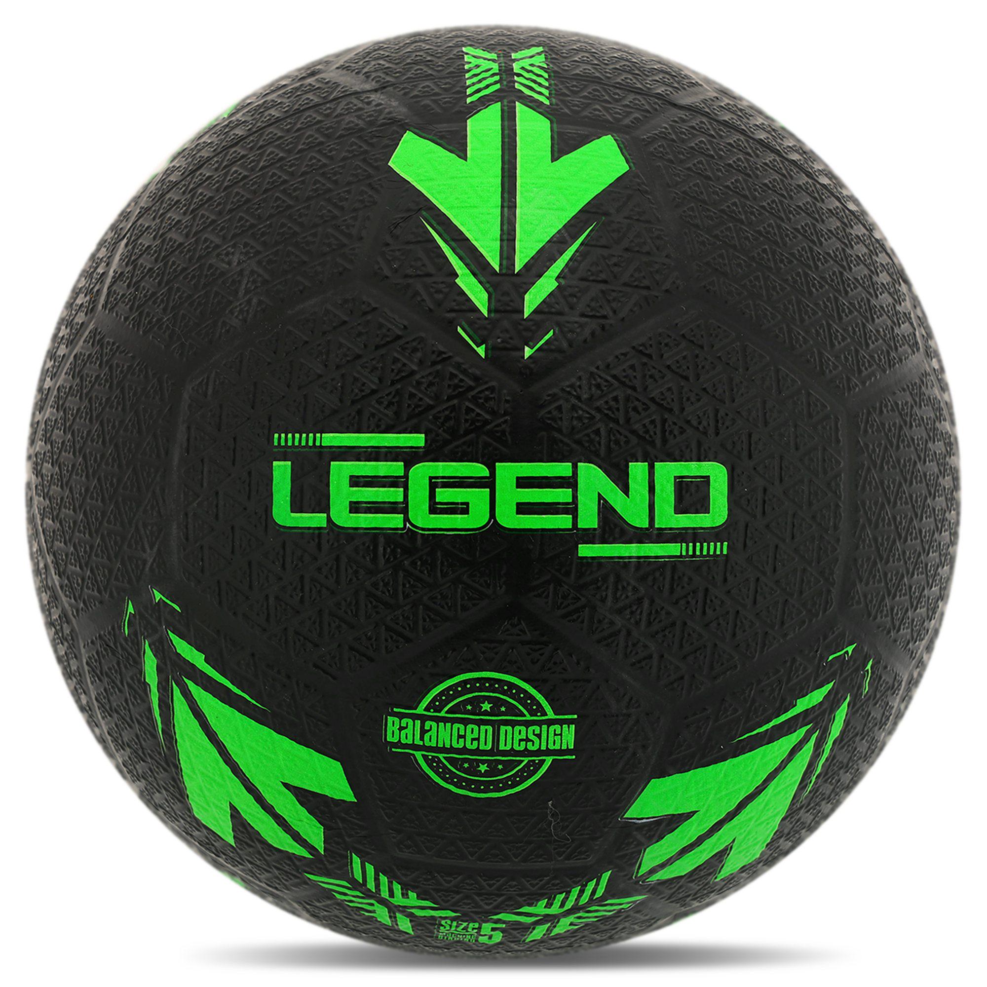 Мяч резиновый для уличного футбола LEGEND STR34681 №5 Черно-зеленый (STR34681_Черный-зеленый)