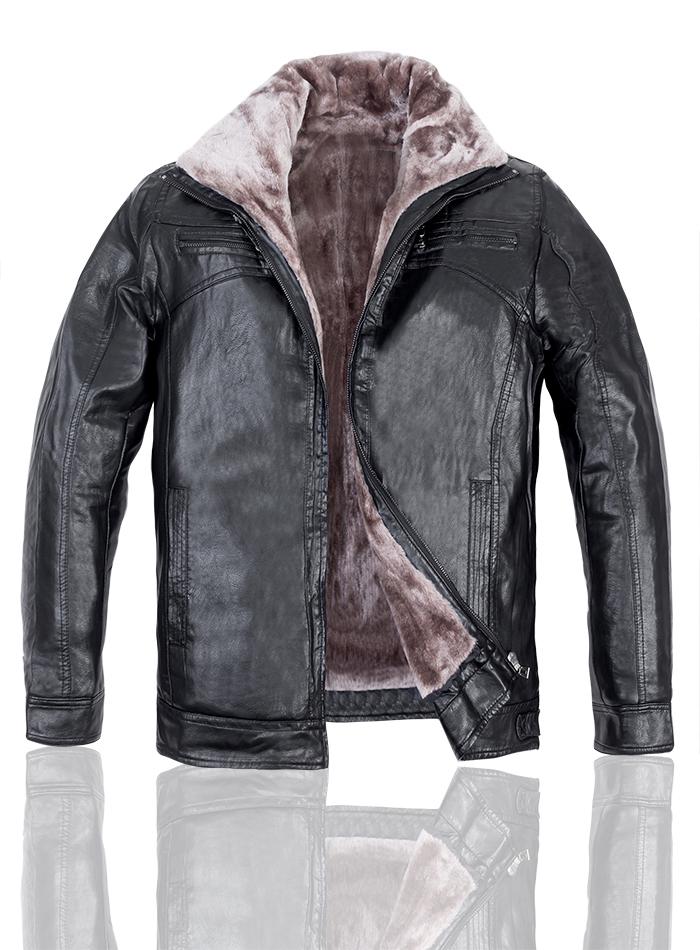 Куртка-дублянка мужская зимняя из натуральной кожи р. 60 Черный (23733800) - фото 4 Куртка-дублянка мужская зимняя из натуральной кожи р. 60 Черный (23733800) - фото 4