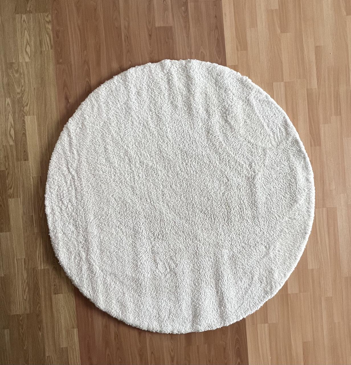 Ковер круглый Loca из ультратонкого полиэстера высоковорсовый 150х150 см Белый