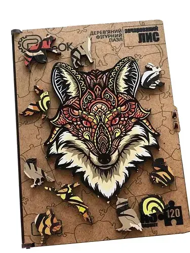 Пазлы фигурные PuzzleOK Очарованная лиса из дерева на 120 эл. Разноцветный (150-98-PuzA3-00727)