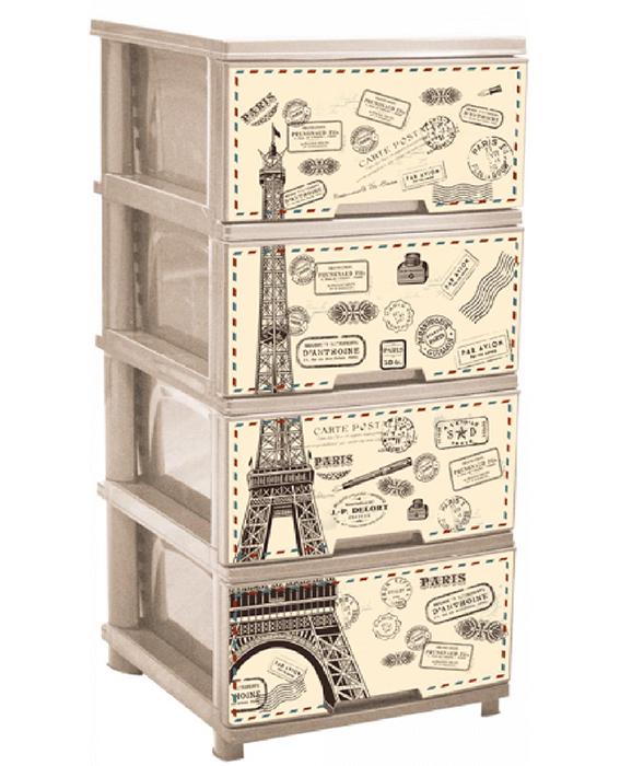 Комод пластиковый 4 ящика 90,5х46,5х39,5 Париж кремовый (472761-Prob)