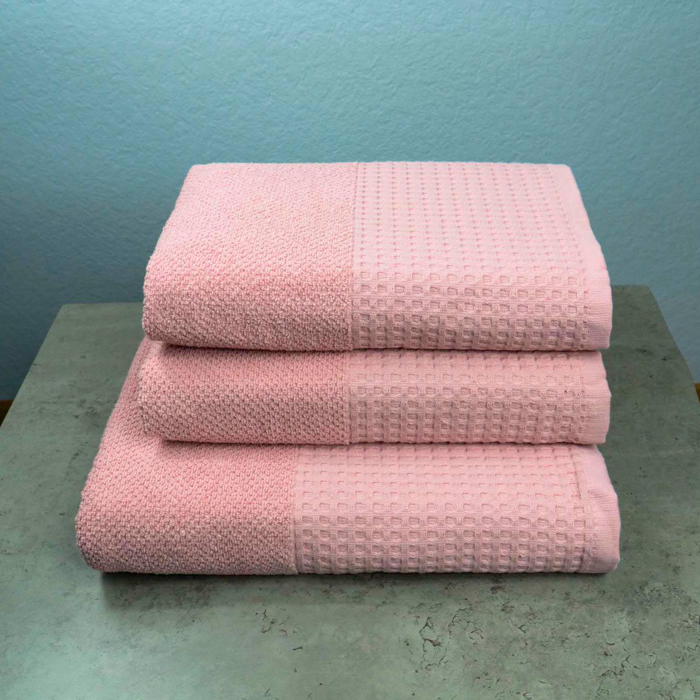Комплект полотенец GM Textile Бордюр вафельный 3 шт. Розовый (500-k-vb-pink)