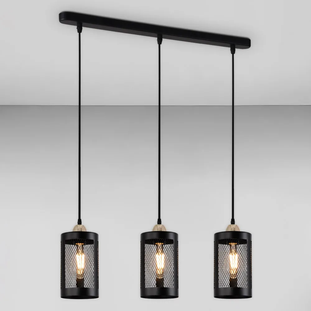 Люстра Sirius на три плафони під лампу Е27 Чорно-золотий (XA3224/3 BK+FGD)