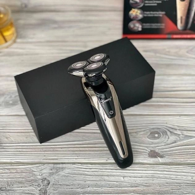 Електробритва Geemy GM 7720 black акумуляторна з плаваючими ножами Чорно-сріблястий - фото 5
